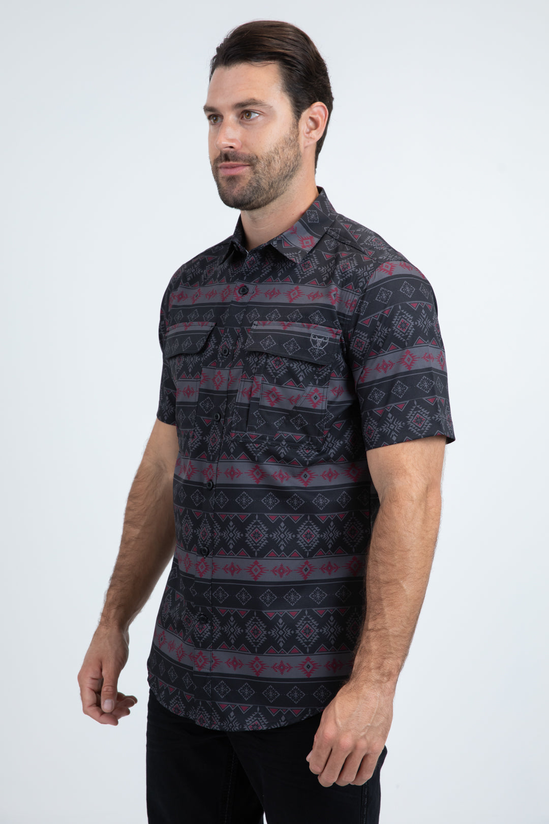 Mens Performance Classic Fit Short Sleeve Black Shirt