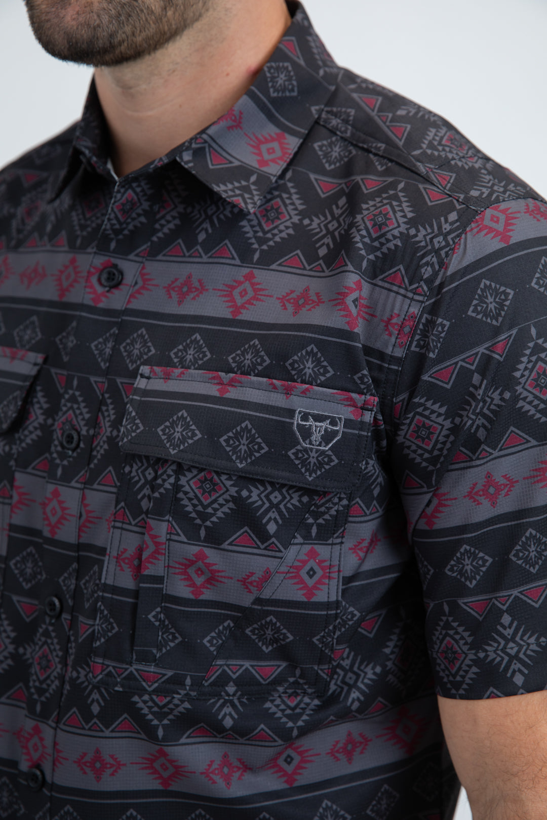 Mens Performance Classic Fit Short Sleeve Black Shirt