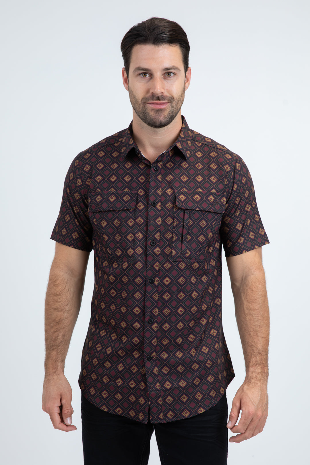 Mens Performance Classic Fit Short Sleeve Black Shirt