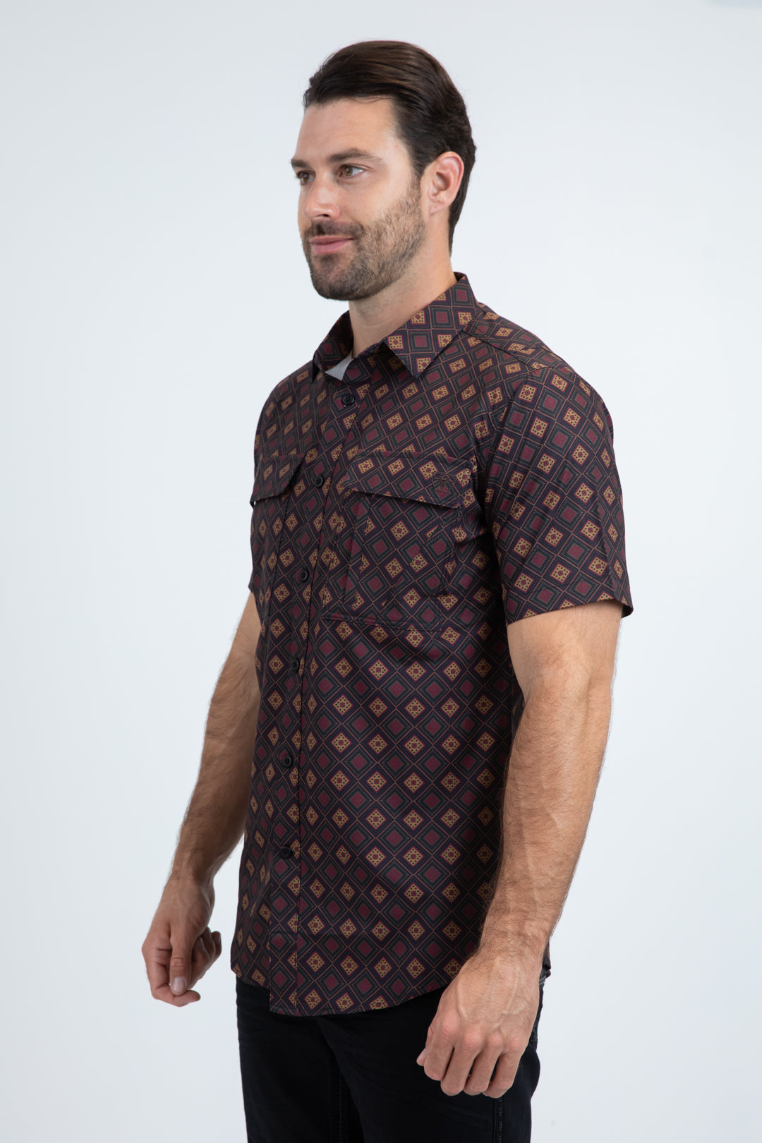 Mens Performance Classic Fit Short Sleeve Black Shirt