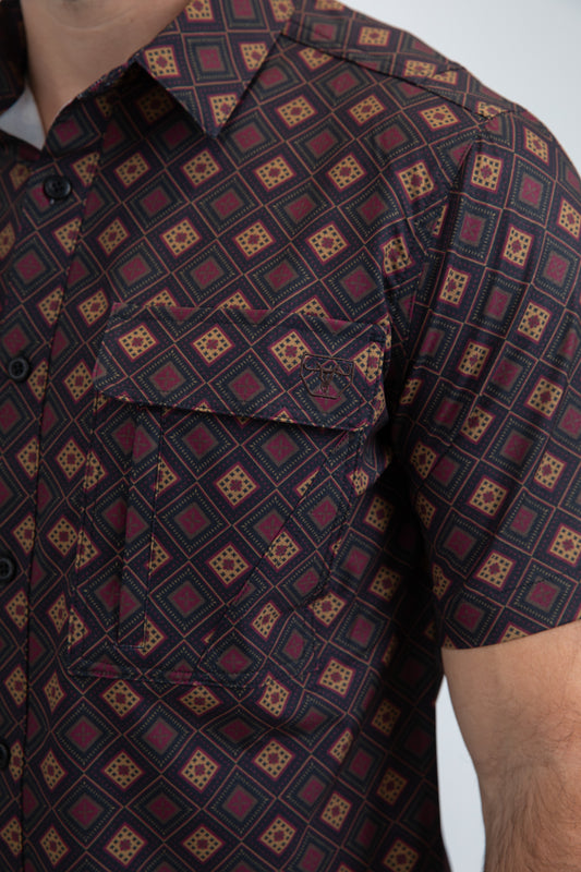 black micro diamond performance shirt detail platini