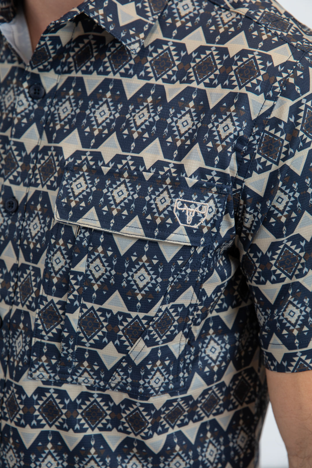 Mens Performance Classic Fit Short Sleeve Blue Shirt