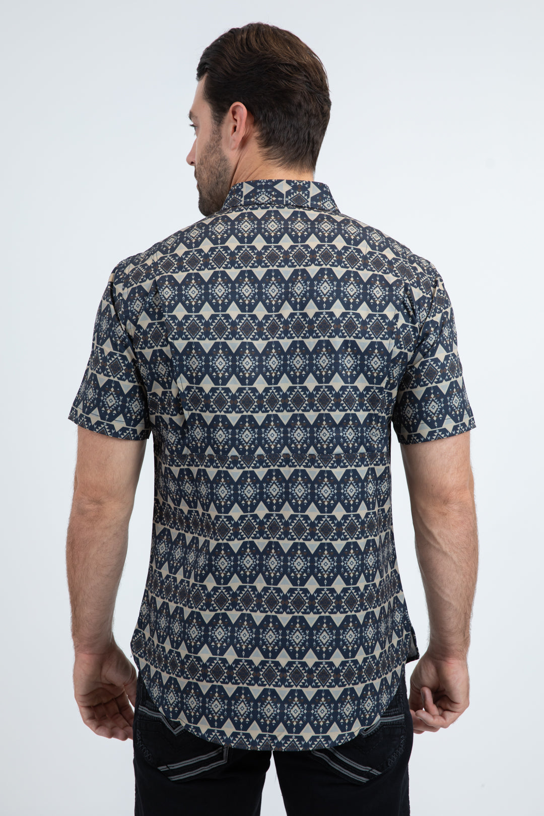 Mens Performance Classic Fit Short Sleeve Blue Shirt