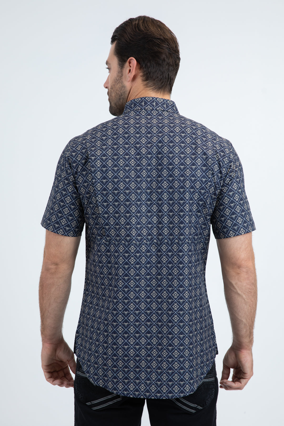 Mens Performance Classic Fit Short Sleeve Blue Shirt