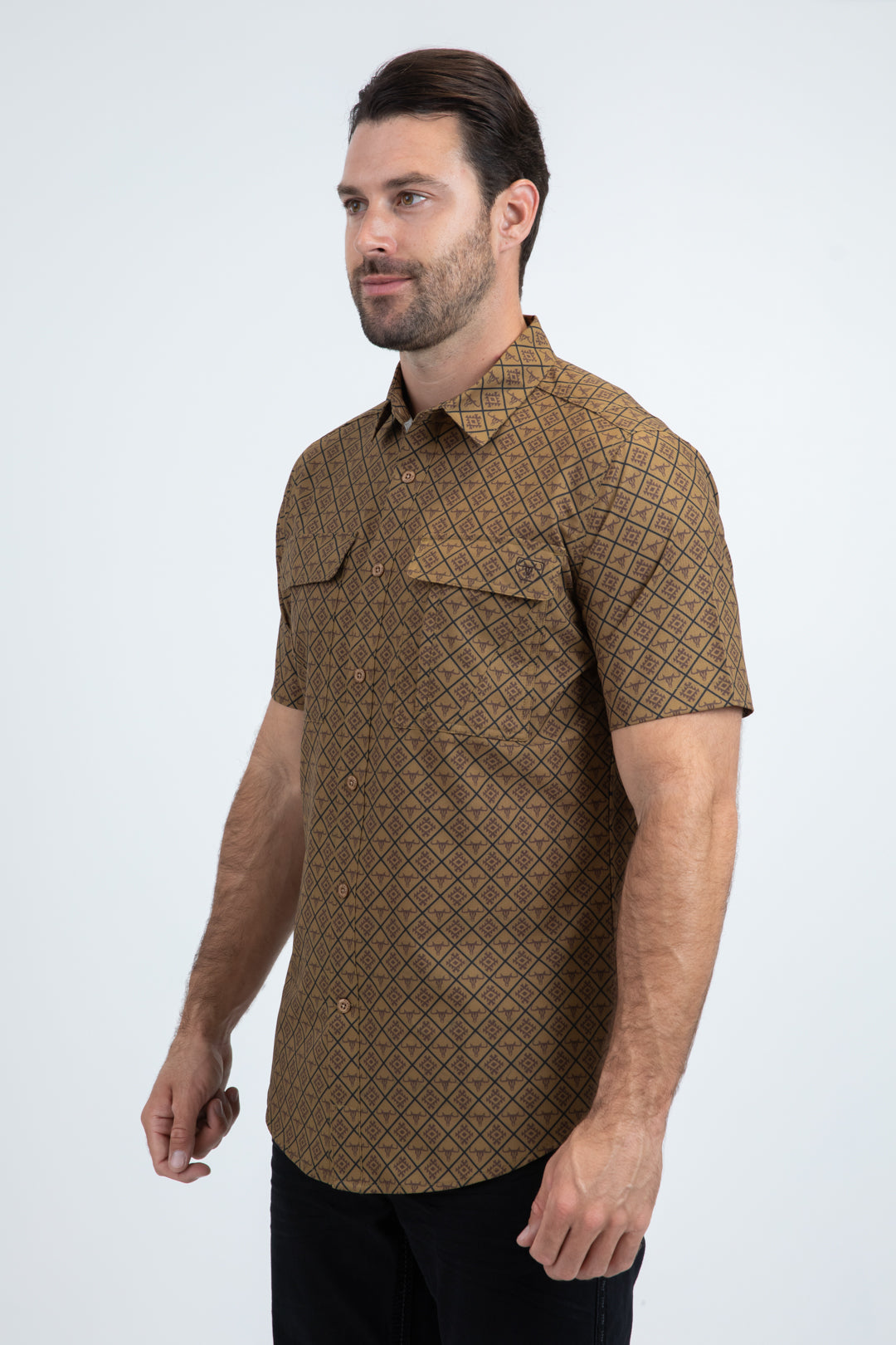 Mens Performance Classic Fit Short Sleeve Camel Shirt