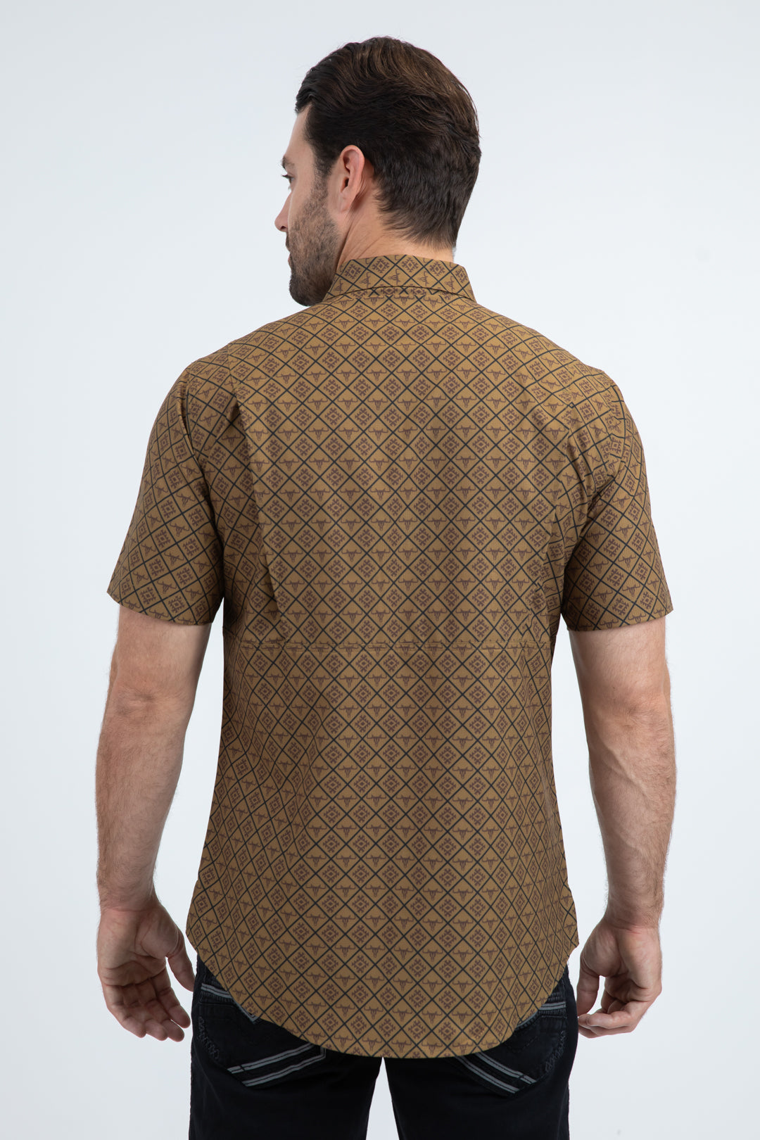 Mens Performance Classic Fit Short Sleeve Camel Shirt