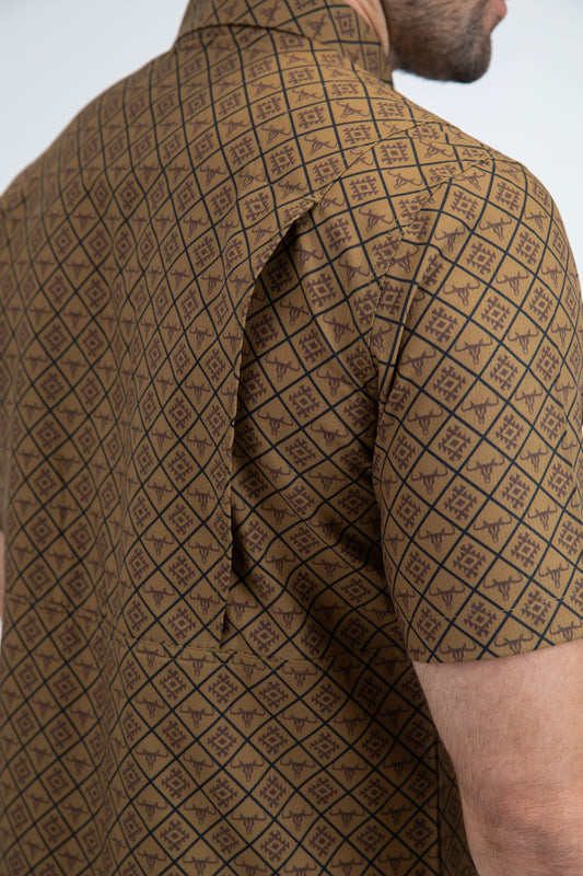 camel diamond longhorn performance shirt men platini back