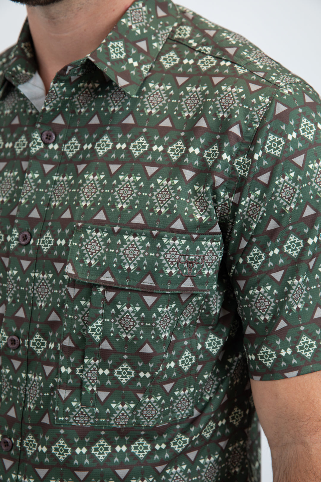 Mens Performance Classic Fit Short Sleeve Green Shirt