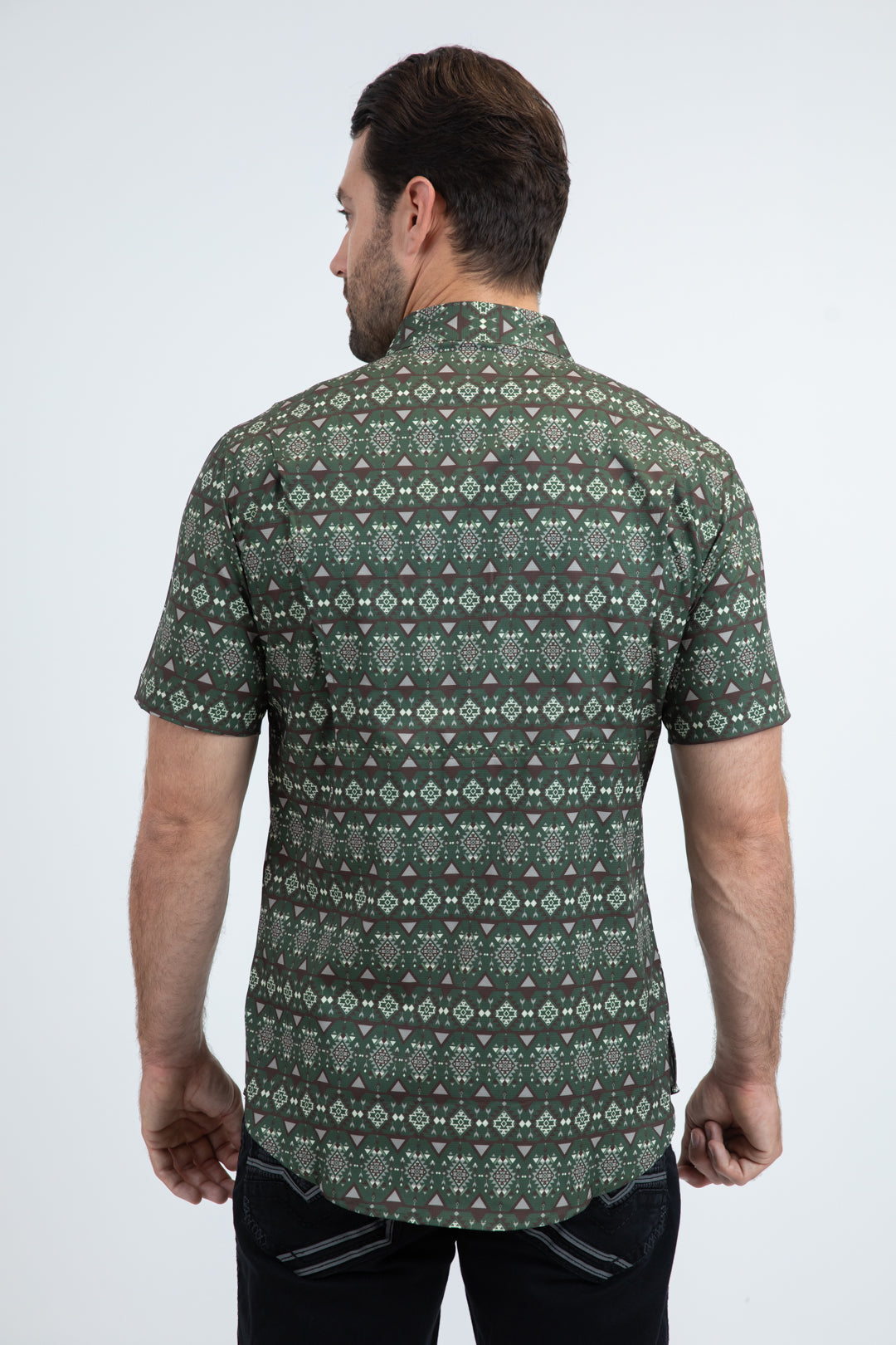 Mens Performance Classic Fit Short Sleeve Green Shirt