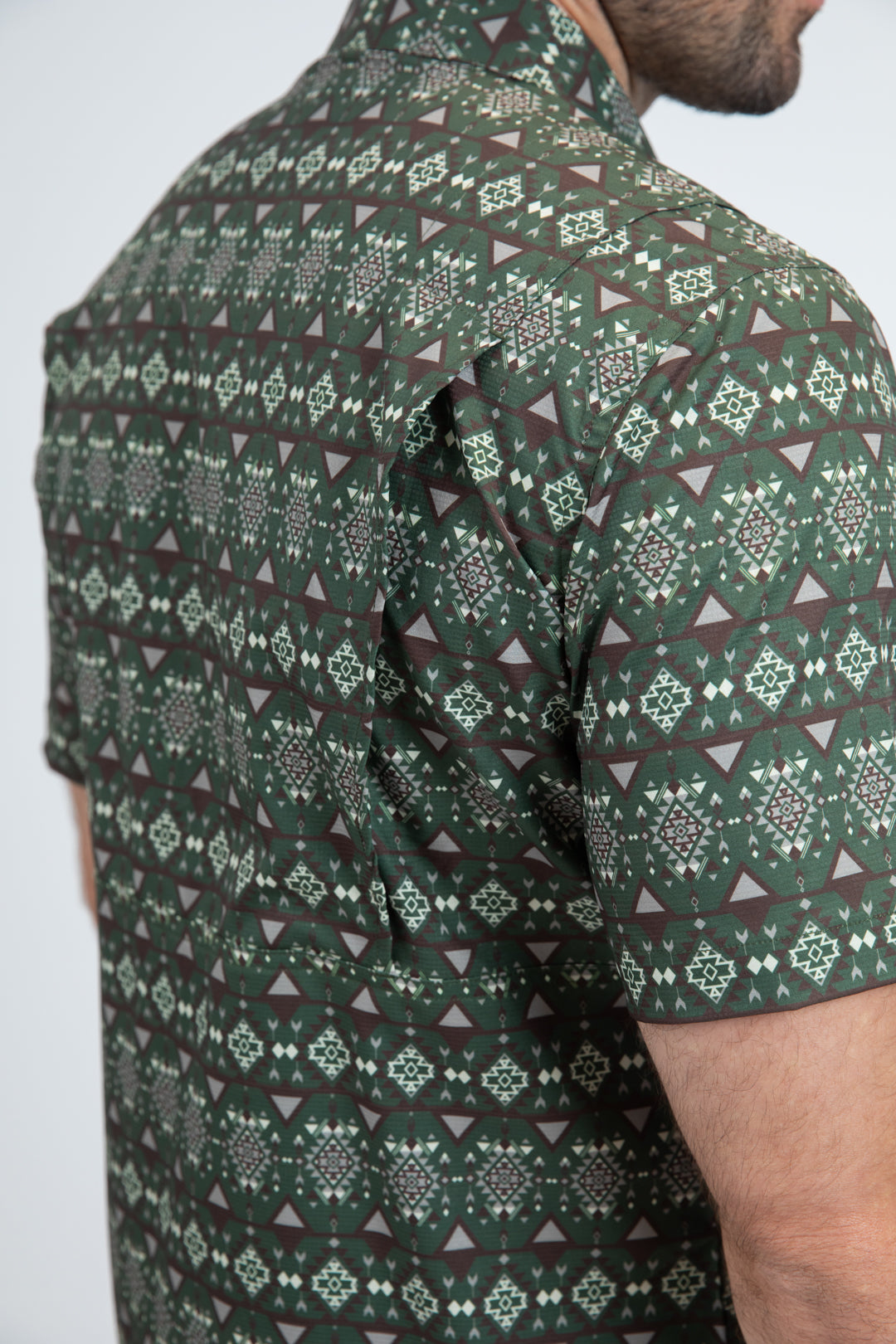 Mens Performance Classic Fit Short Sleeve Green Shirt