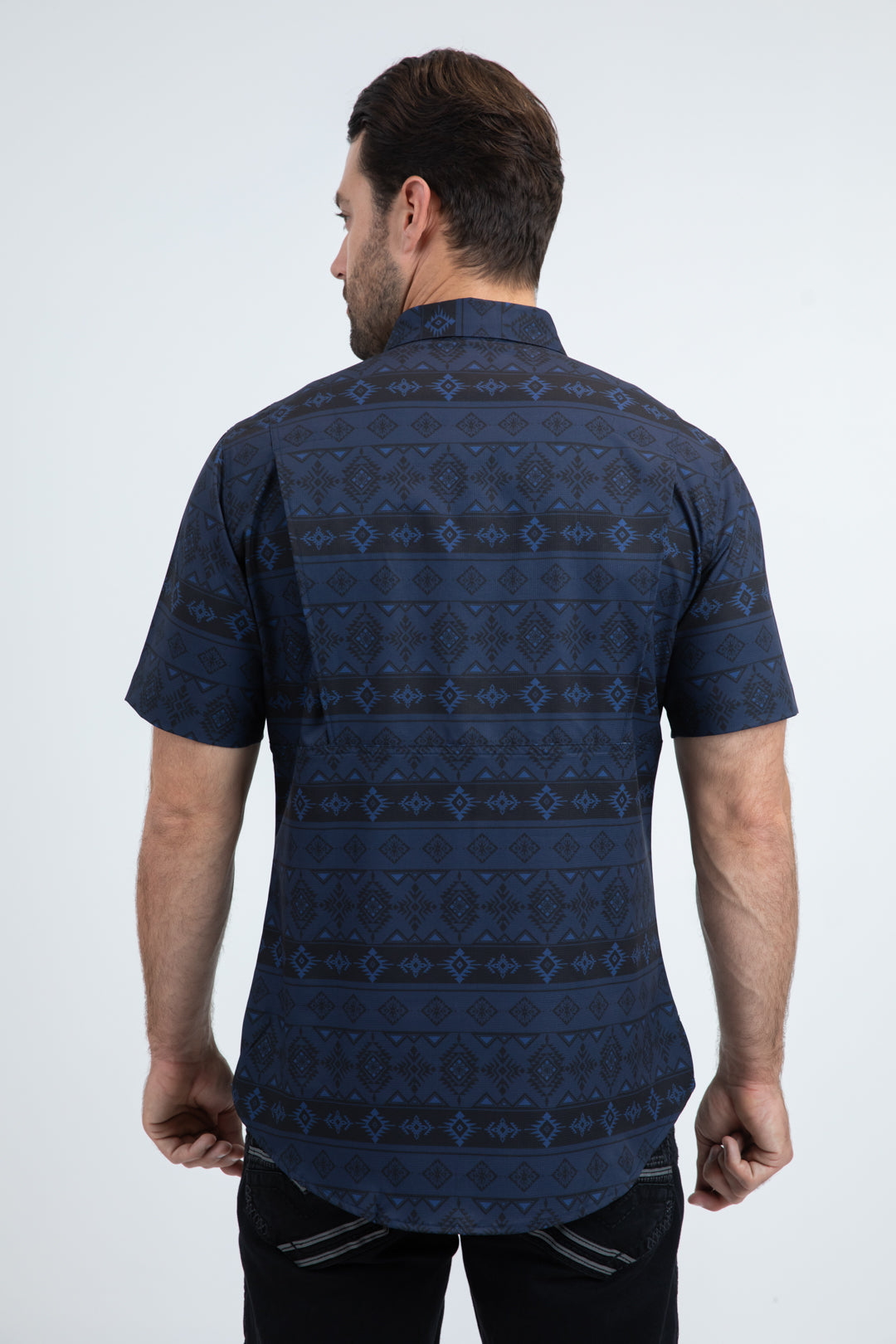 Mens Performance Classic Fit Short Sleeve Navy Shirt