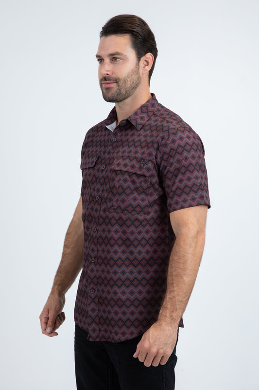 red chevron diamond performance shirt men platini detail-2