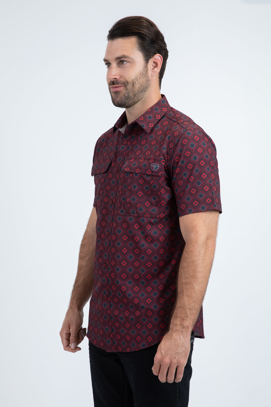 Mens Performance Classic Fit Short Sleeve Red Shirt