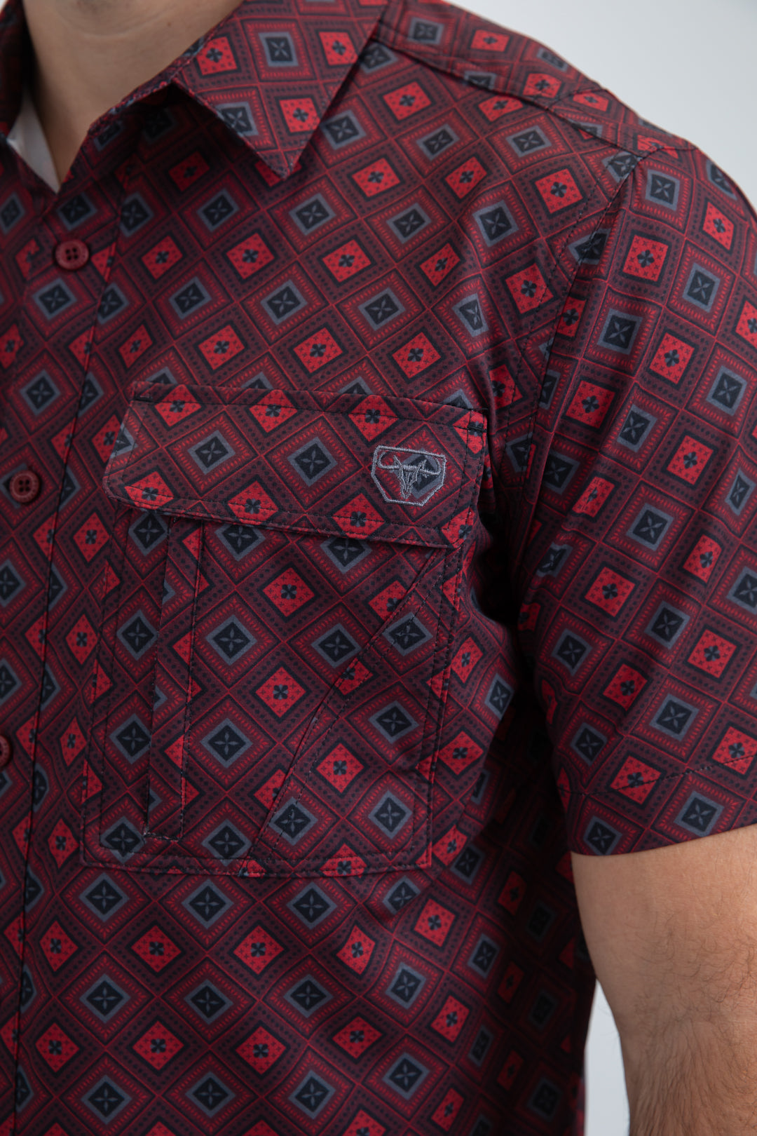 Mens Performance Classic Fit Short Sleeve Red Shirt