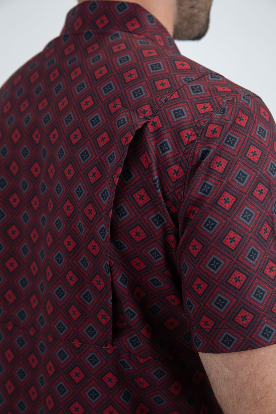 Mens Performance Classic Fit Short Sleeve Red Shirt