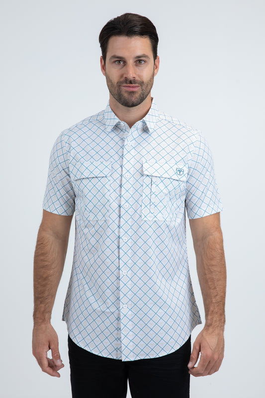 Mens Performance Classic Fit Short Sleeve White Shirt