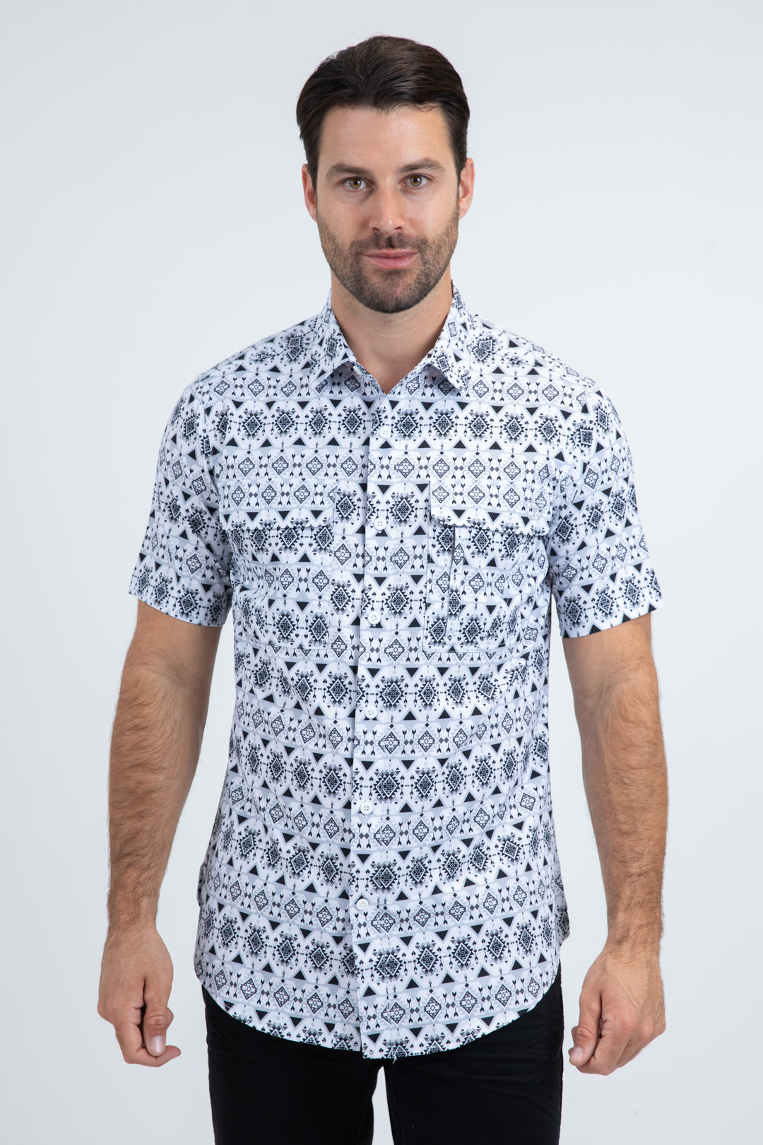 Mens Performance Classic Fit Short Sleeve White Shirt