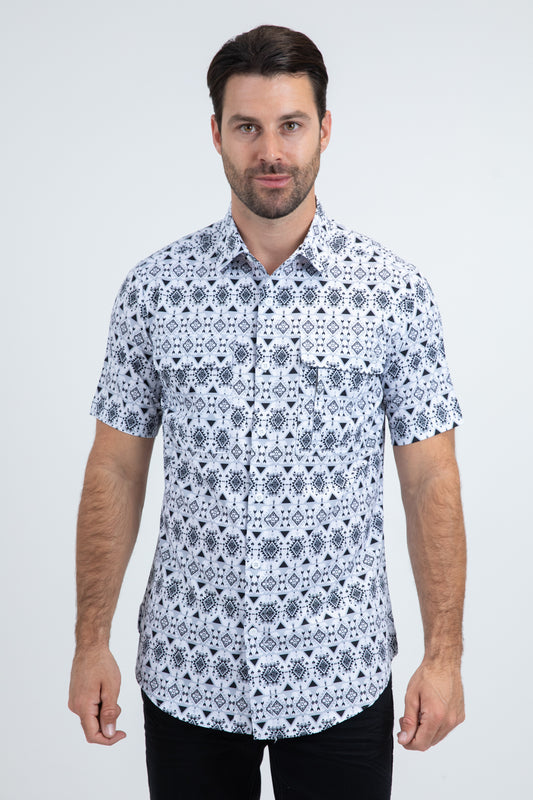 Mens Performance Classic Fit Short Sleeve White Shirt