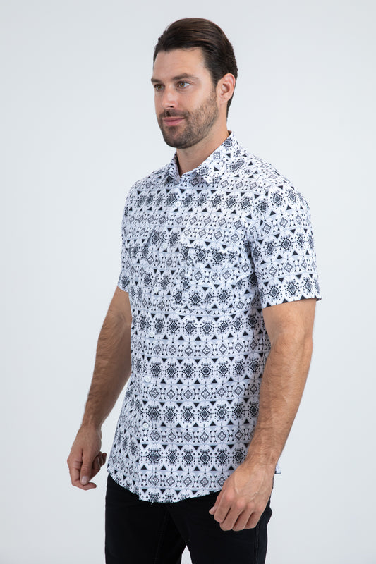 white geometric western performance shirt men platini detail-2