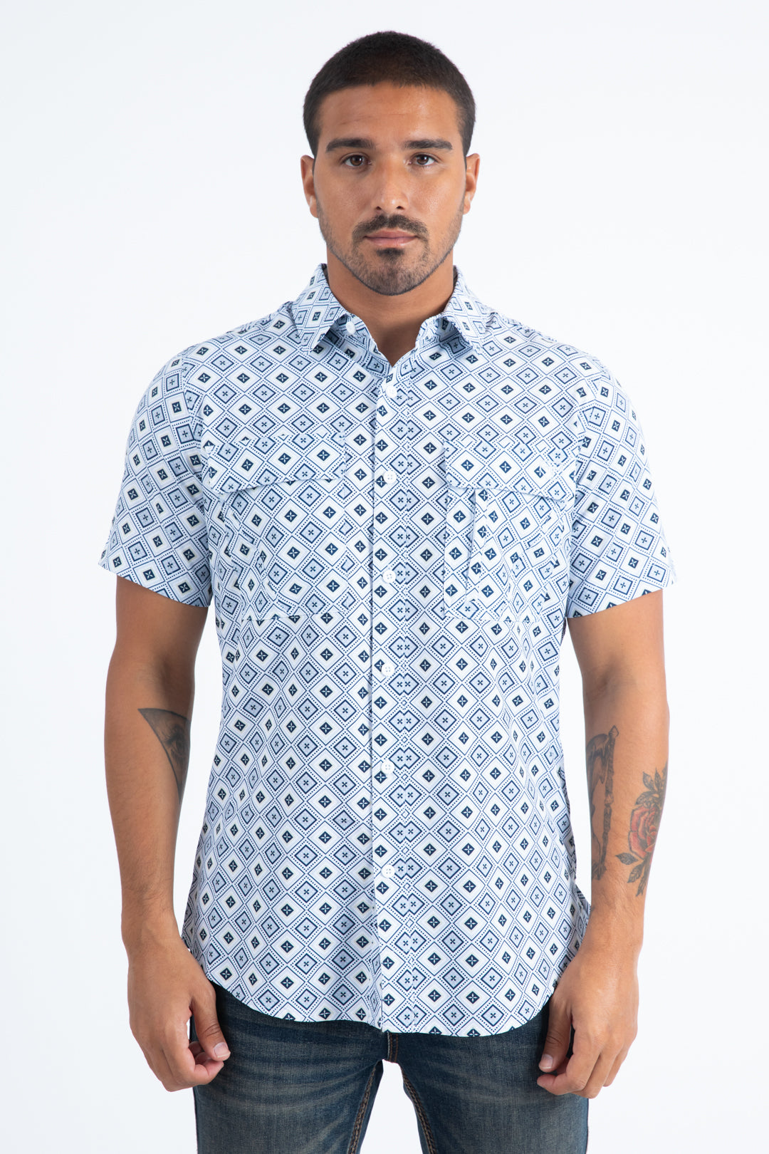 Mens Performance Classic Fit Short Sleeve White Shirt