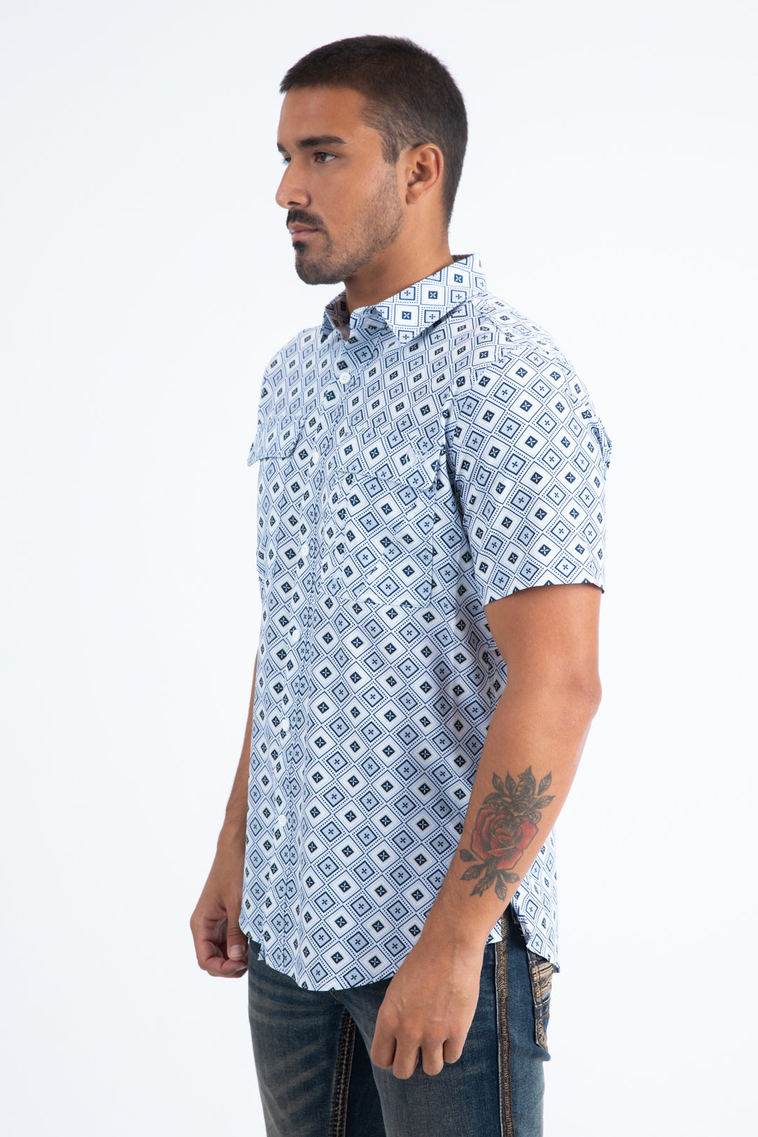 Mens Performance Classic Fit Short Sleeve White Shirt