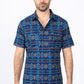 Mens Performance Classic Fit Western Short Sleeve Aztec Print Navy Shirt