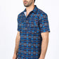 Mens Performance Classic Fit Western Short Sleeve Aztec Print Navy Shirt