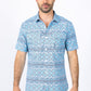 Mens Performance Classic Fit Western Short Sleeve Aztec Print White/Blue Shirt