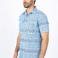 Mens Performance Classic Fit Western Short Sleeve Aztec Print White/Blue Shirt