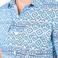 Mens Performance Classic Fit Western Short Sleeve Aztec Print White/Blue Shirt