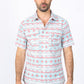 Mens Performance Classic Fit Western Short Sleeve Aztec Print White/Salmon Shirt