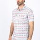Mens Performance Classic Fit Western Short Sleeve Aztec Print White/Salmon Shirt