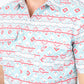 Mens Performance Classic Fit Western Short Sleeve Aztec Print White/Salmon Shirt