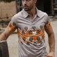 Men's Performance Fabric Aztec Panoramic Print Khaki Polo
