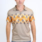 Men's Performance Fabric Aztec Panoramic Print Khaki Polo