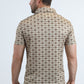 Mens Performance Fabric Modern Fit Stretch Aztec Print Beige Polo