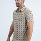 Mens Performance Fabric Modern Fit Stretch Aztec Print Beige Polo