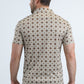 Mens Performance Fabric Modern Fit Stretch Aztec Print Beige Polo