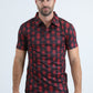 Mens Performance Fabric Modern Fit Stretch Aztec Print Black Polo