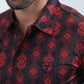 Mens Performance Fabric Modern Fit Stretch Aztec Print Black Polo