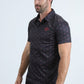 Mens Performance Fabric Modern Fit Stretch Aztec Print Black Polo