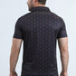 Mens Performance Fabric Modern Fit Stretch Aztec Print Black Polo
