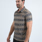 Mens Performance Fabric Modern Fit Stretch Aztec Print Black Polo
