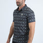 Mens Performance Fabric Modern Fit Stretch Aztec Print Black Polo