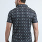 Mens Performance Fabric Modern Fit Stretch Aztec Print Black Polo