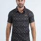 Mens Performance Fabric Modern Fit Stretch Aztec Print Black Polo
