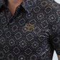 Mens Performance Fabric Modern Fit Stretch Aztec Print Black Polo