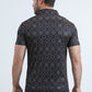 Mens Performance Fabric Modern Fit Stretch Aztec Print Black Polo