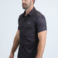 Mens Performance Fabric Modern Fit Stretch Aztec Print Black Polo