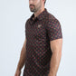 Mens Performance Fabric Modern Fit Stretch Aztec Print Black Polo